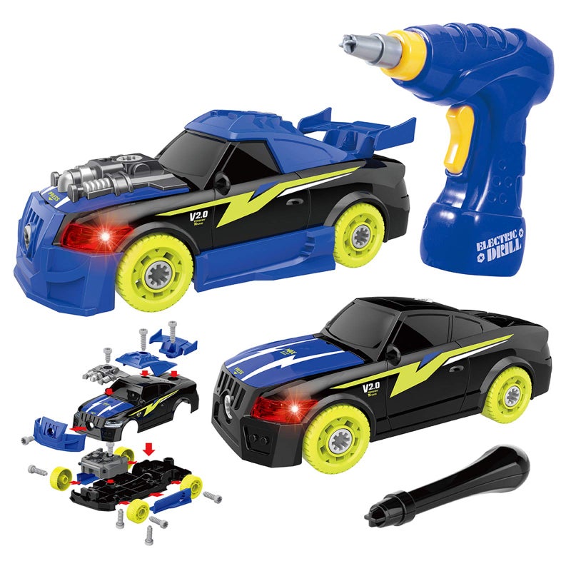GILOBABY 26 Pieces Take Apart Toys for Boys, Racing Car with Electric Drill, Sounds & Lights, Building Stem Toys for Kids, Gifts for 3 4 5 Year Old Boys Learning Educational Toys - Image 1